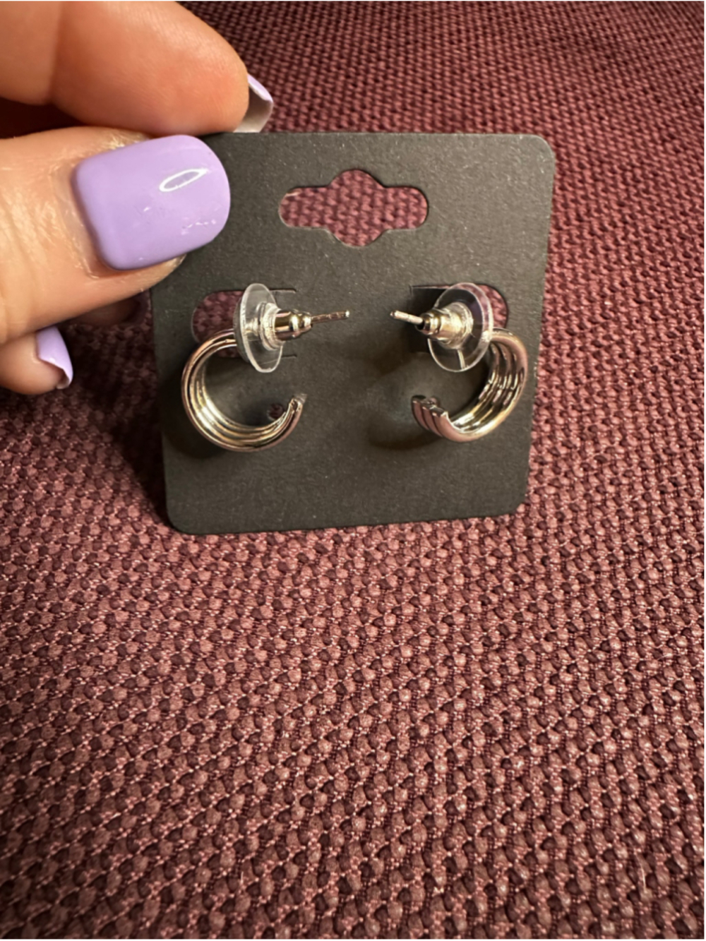 Silver Triple Small Hoop Earrings